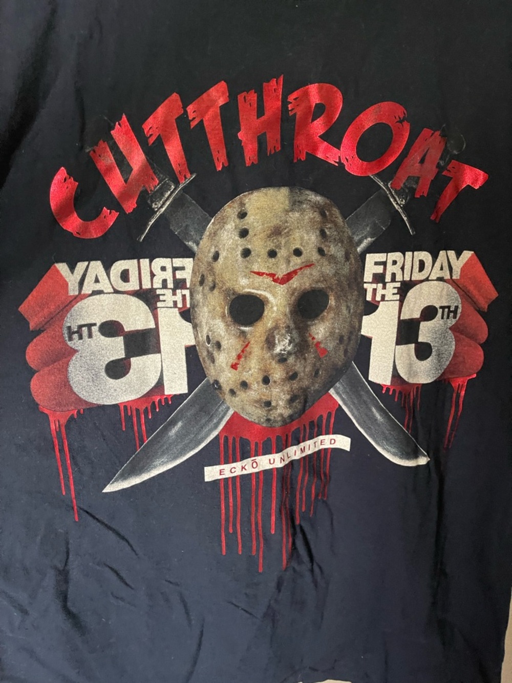 Ecko Unlimited Black Graphic Tee with Red and White Horror Print